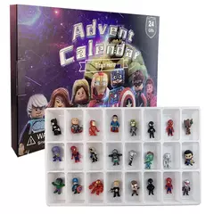 2024 marvel caixa de calendário do advento 24 pçs mini pequenos vingadores feriado anime figuras aranha homem de ferro hulk brinquedo boneca criança presente natal - comprar online
