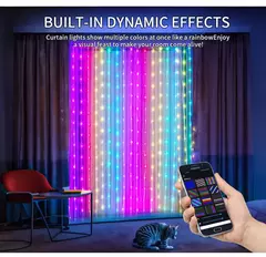 Inteligente Curtain String Lights com Bluetooth App Control, Fada de Natal Luz, guirlanda, Picture Display, Party Decor, DIY, WS2812B, 400 LEDs - comprar online