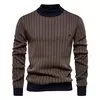 AIOPESON-pulôver de algodão com decote simulado masculino, suéter descascado quente masculino, novo design, outono e inverno