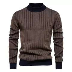 AIOPESON-pulôver de algodão com decote simulado masculino, suéter descascado quente masculino, novo design, outono e inverno