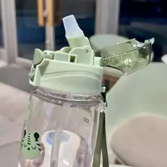 Imagem do Criativo Cartoon Sippy Cup Garrafas de água para crianças, Alimentação com palhas e tampas, Copos de bebidas para crianças portáteis, 550ml