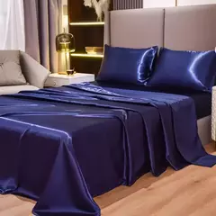 Conjunto de cama cetim sedoso, lençóis Queen Size, 1 folha de bolso profundo, 1 folha plana, 2 fronhas, 4 peças na internet