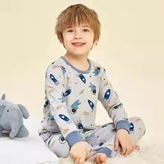 Imagem do Pijama infantil de manga comprida, pijama de algodão, roupa de bebê menina, pijama infantil, criança, menina, criança, 3-14 anos, inverno