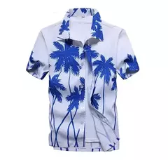 Camisa havaiana de botão manga curta masculina, estampada em coqueiro, camisa Aloha, casual moda praia, plus size, verão, 5XL, 26 cores - comprar online
