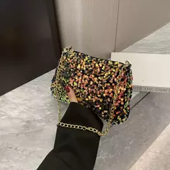 Lantejoulas crossbody saco de corrente simples ins cor sólida lantejoulas bolsa de ombro axilas bolsa de telefone noite sacos de embreagem bolsa
