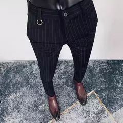Homens terno calças calças formais pantalone hombre estiramento fino cor sólida vestido casual calças de comprimento total moda novas roupas masculinas - comprar online