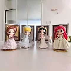 Bandai anime disney princesa elsa ariel alice neve branca q posket presentes de natal ou coleção genuína figura de ação modelo brinquedos