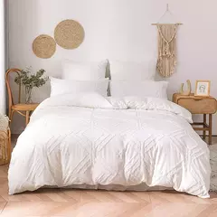 Wostar verão branco pitada plissado capa de edredão 220x240cm luxo cama casal colcha conjunto cama rainha king size consolador capa