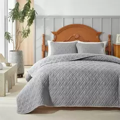 Conjunto de colcha, capa de cama de poliéster + fronha, colcha de verão acolchoada bege, verde liso queen king 176*230cm 3 peças personalizadas - loja online