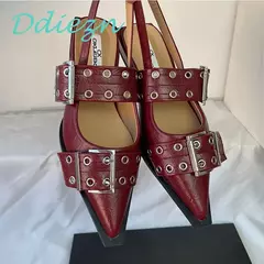 Sandálias femininas de dedo apontado, calçados rasos, Slingbacks, sapatos femi na internet