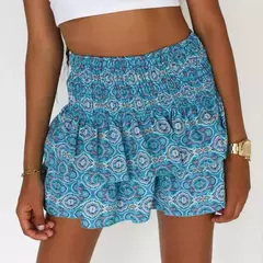 Saia com borda plissada estampada para mulheres, saia curta plissada floral, minissaia feminina de férias Boho, saia sexy Y2K, nova moda na internet