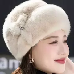 Chapéu de pele quente feminino, moda inverno, cabelo inteiro de vison, boina, maré, Kanye, Gorras Cap, mãe - comprar online
