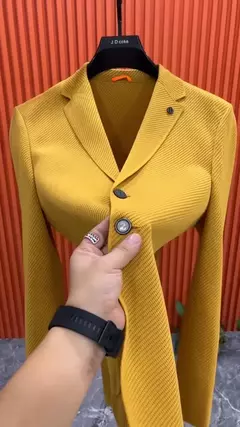 Imagem do Casaco masculino com peito único, casaco de vestido de negócios, blazer masculino elegante, jovem designer de luxo emo, marrom, nova moda, 2024