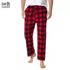 Branco preto xadrez pijama calças inferiores homens relaxando confortável macio algodão flanela casa wear respirável flanela pijama homme na internet