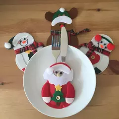 Natal Cutelaria Saco do bolso, faca, garfo, titulares de talheres, Dinner Table Ornamentos, Navidad Decorações, Natal Noel, 4 pcs, 8pcs - loja online
