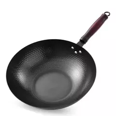 Panela de ferro grosso Wok, Panela não revestida de cozinha, Fogão a gás, Fogão de indução, Panelas estilo japonês, 32cm, 2mm na internet