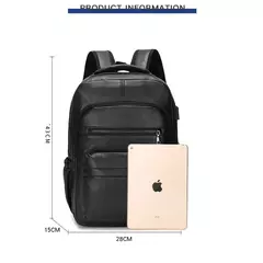 Mochila de carregamento USB de couro PU para homens, mochilas grandes para laptop, mochila masculina para adolescentes, meninos, alta qualidade - Wolf Magazine