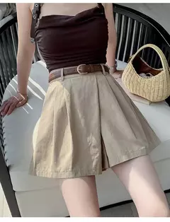 Shorts femininos casuais de cintura alta linha A saias, calças femininas soltas irregulares e chiques, moda verão, novo, 2024 - loja online