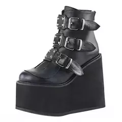 Marca de design feminino cunhas salto alto coxa botas altas moda preto plataforma botas femininas 2022 gótico cosplay sapatos mulher mujer - comprar online