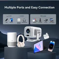 HUAWEISHI 4K Projetor Android Nativo Portátil 1080P Foco Automático 600ANSI Vídeo cinema em casa Projetor led hd externo - loja online