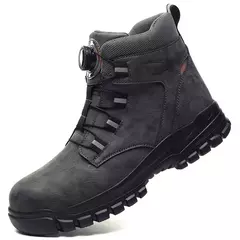 Sapatos de aço impermeável para homens, botas de trabalho, sapatos de segurança, botões rotativos, botas masculinas, sapatos protetores à prova de perfuração, tamanho grande, 48