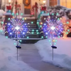 Luz solar de fogos de artifício com 8 modos e sensor inteligente, luzes de jardim externas à prova d'água para pátio, caminho, festa e decoração de casamento na internet