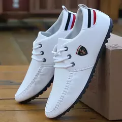 Sapato de couro masculino, branco e preto, sapatilhas ervilhas para homens, sapatilhas masculinas, marca britânica, outono - comprar online