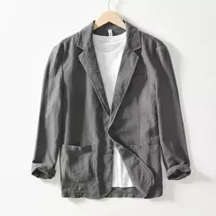 Blazer casual masculino, terno de linho de algodão branco sólido, casaco fino e respirável, casaco de negócios masculino, primavera, verão, 2022 - Wolf Magazine