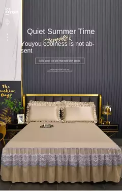 Saia de cama moderna de renda real, saia com elástico para cama queen e king size, máquina respirável e lavável lençóis, 3 pçs/set - comprar online