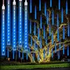 LED Meteor Shower Rain Guirlandas de rua para exterior, Fairy Garden Lights, 8Tube, EU Plug, Iluminação de casamento de Natal, 50cm