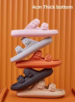 Moda fivela de plataforma grossa chinelos mulher em casa sola macia eva nuvem slides sandálias verão 2023 não deslizamento praia flip flops - loja online