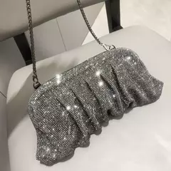 Imagem do Handmade Strass Evening Clutch Bags com Punho Brilhante, Novas Dobras Bolsas, Handmade Bolsas, Designer De Luxo, Festa De Casamento, Alta Qualidade