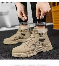 Imagem do Botas de couro com renda impermeável masculina, bota leve no tornozelo, sapato casual antiderrapante, moda inverno, novo