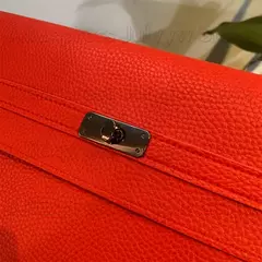 Envelope de couro PU para mulheres, embreagem vermelha, bolsa feminina, padrão de lichia, bolsas de mão simples, vermelho