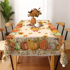 Pumpkin Pattern Retangular Toalha De Mesa, Decoração De Casa, Dia De Ação De Graças, Mesa De Festa, Ao Ar Livre, Outono - loja online
