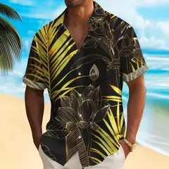 Camisa de praia masculina com impressão 3D, manga curta, extragrande, botão, solta, casual, havaiana, rua, diário, moda verão na internet