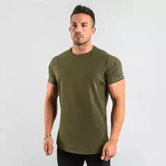 Camiseta masculina de algodão de manga curta, tops lisos, musculação T, corredores musculares, roupas de ginástica masculina, camisa slim fit, camisa fitness - comprar online