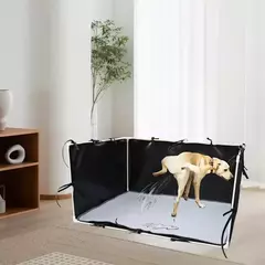 Imagem do Suporte para almofada de xixi de cachorro com paredes altas, caixa de proteção contra respingos de cachorro, fácil limpeza, cerca de vaso sanitário ajustável para animais de estimação 600d para ambientes internos e externos