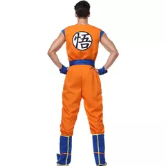 Homem adulto halloween anime japonês son goku cosplay traje super-heróis role play laranja macacão fantasia vestir-se na internet