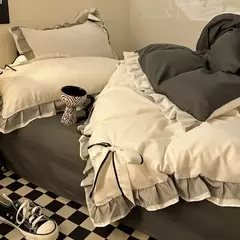Conjunto de lençóis estilo renda, roupa de cama bowknot, cama Skin-Friendly, solteiro, casal, rainha, cama king size - comprar online