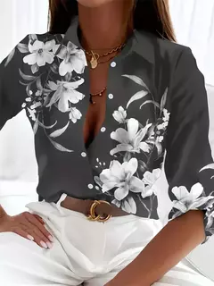 Imagem do Camisa havaiana de manga comprida feminina com estampa 3D, camisas soltas femininas, tecido confortável, moda casual, tamanho do personagem, quente