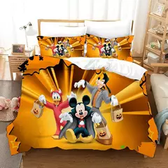 Disney Mickey Mouse Conjunto de cama para meninos, colcha única, capa de edredão, decoração do quarto infantil, queen e king size, quarto casal, 3 PCs