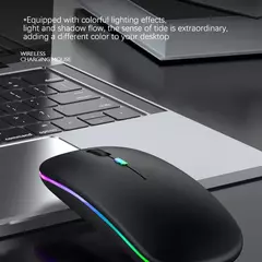 Imagem do Mouse sem fio Bluetooth para Tablet e telefone, Ratos de retroiluminação RGB recarregáveis para iPad, PC, Laptop, 2.4GHz USB