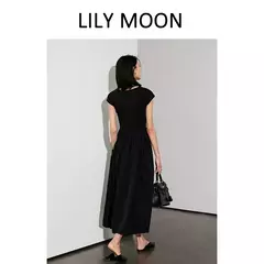 LILYMOON-vestido longo de emenda francês, saia de cintura alta, preto, fino, temperamento, cem, moda, verão - comprar online