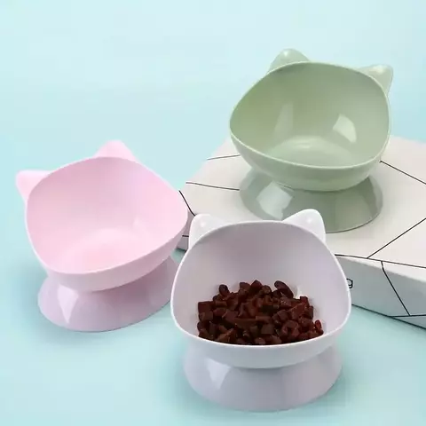 Tigela para animais de estimação com pé alto, combinação de plástico removível e lavável, água potável anti-queda