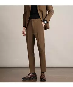 Imagem do Calça casual justa masculina, cortina avançada, terno formal grosso para escritório, preto, marrom, cinza, azul, outono e inverno