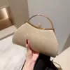 Bolsa de noite plissada para mulheres, alça superior, glitter dia clutch, jantar de casamento feminino vestida bolsa clipe de diamante, ouro