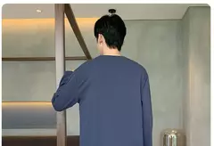 Imagem do Pijama masculino com gola em o listrado, pijamas de algodão penteado, lounges plus size, outono e inverno, maduro na moda, novo, L a 6XL, 2020