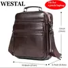 Westal Mensageiro de Couro Genuíno Bag, Laptop sacos para documentos, saco de negócios, Bolsas de ombro masculinas, 13 ", 6173