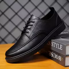 Sapato Oxford casual masculino, sapato de couro masculino, mocassins com renda de luxo, sapato de vestido masculino brogue, moda clássica, 2024 - loja online